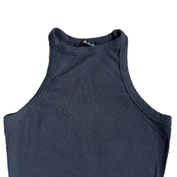 SHEIN BLACK HIGH NECKLINE RIBBED MINI DRESS SIZE SMALL - Picture 3 of 7